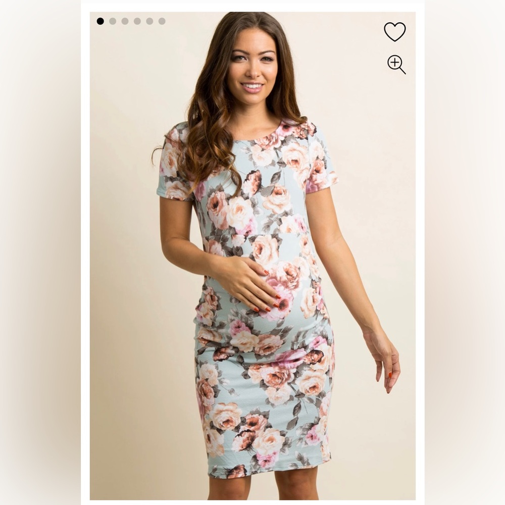 Pinkblush light blue rose floral maternity dress